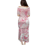 Australia Personalized Family Matching Puletasi and Hawaiian Shirt Breast Cancer Pink Ribbon - Marble Roses