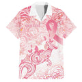 Australia Personalized Family Matching Short Sleeve Bodycon Dress and Hawaiian Shirt Breast Cancer Pink Ribbon - Marble Roses