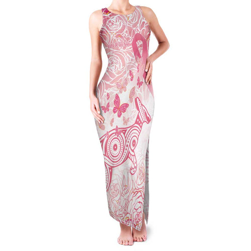 Australia Personalized Family Matching Tank Maxi Dress and Hawaiian Shirt Breast Cancer Pink Ribbon - Marble Roses