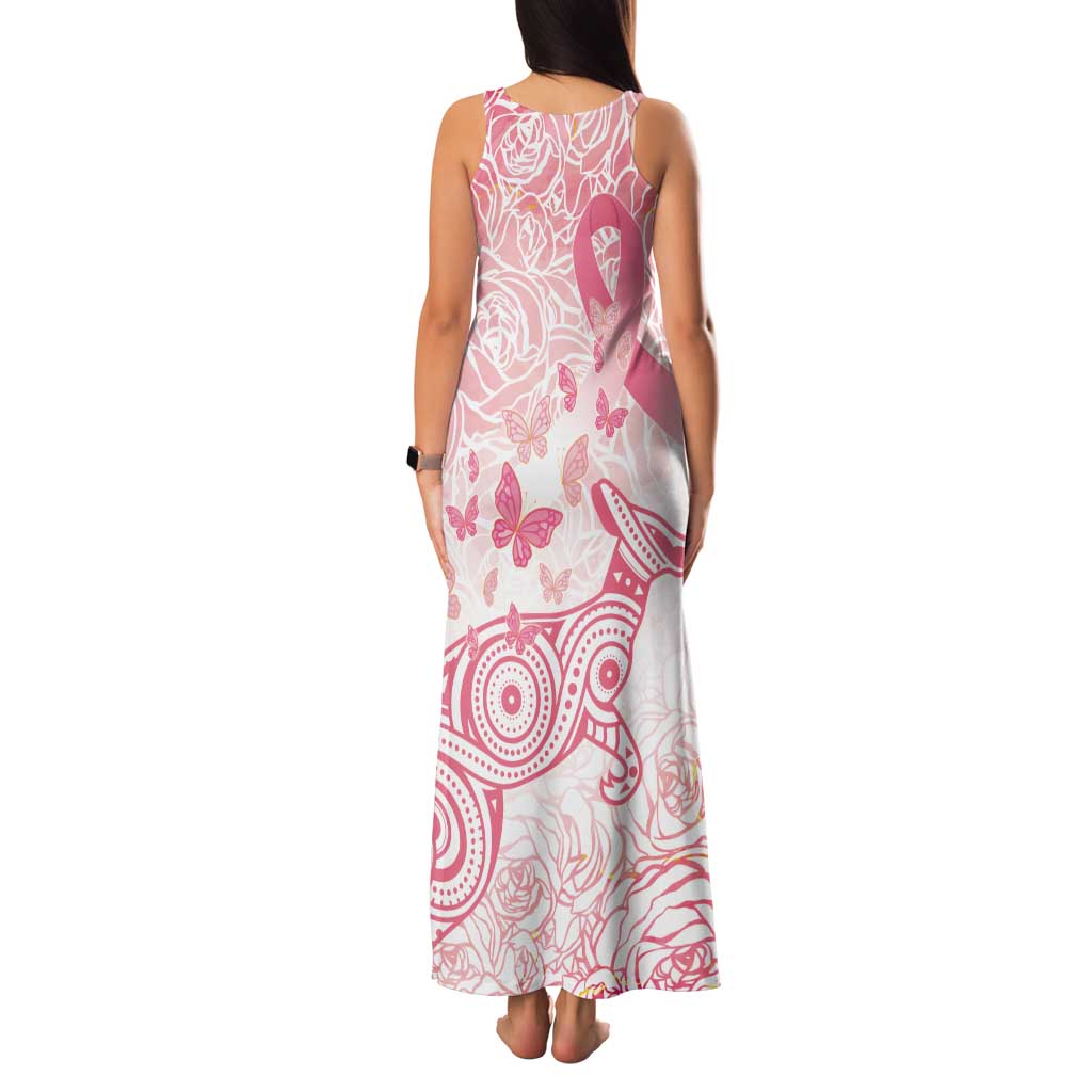 Australia Personalized Family Matching Tank Maxi Dress and Hawaiian Shirt Breast Cancer Pink Ribbon - Marble Roses