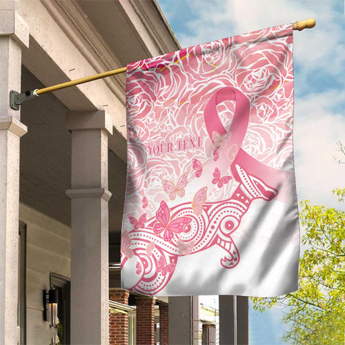 Australia Personalized Garden Flag Breast Cancer Pink Ribbon - Marble Roses