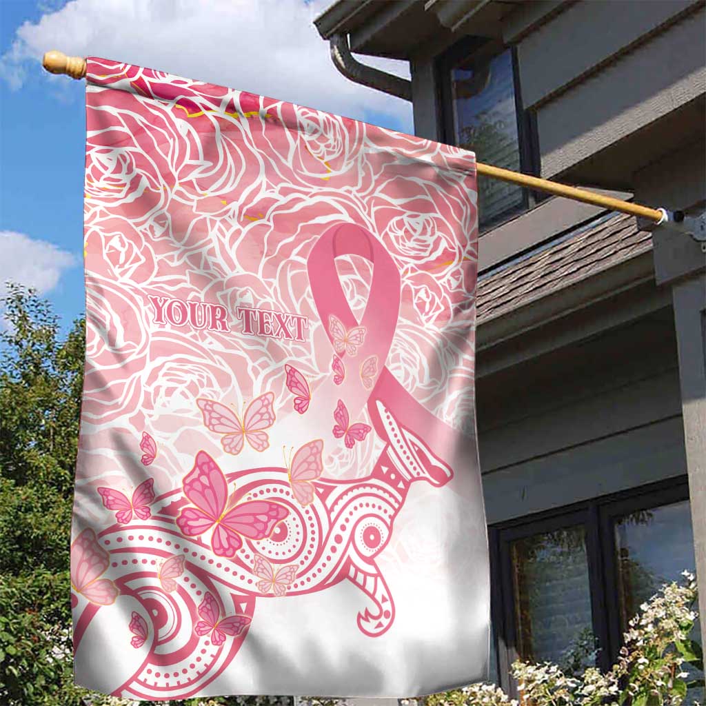 Australia Personalized Garden Flag Breast Cancer Pink Ribbon - Marble Roses