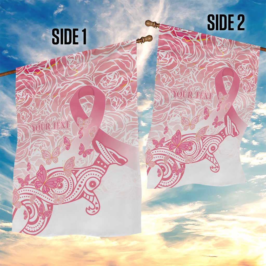 Australia Personalized Garden Flag Breast Cancer Pink Ribbon - Marble Roses