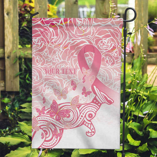 Australia Personalized Garden Flag Breast Cancer Pink Ribbon - Marble Roses