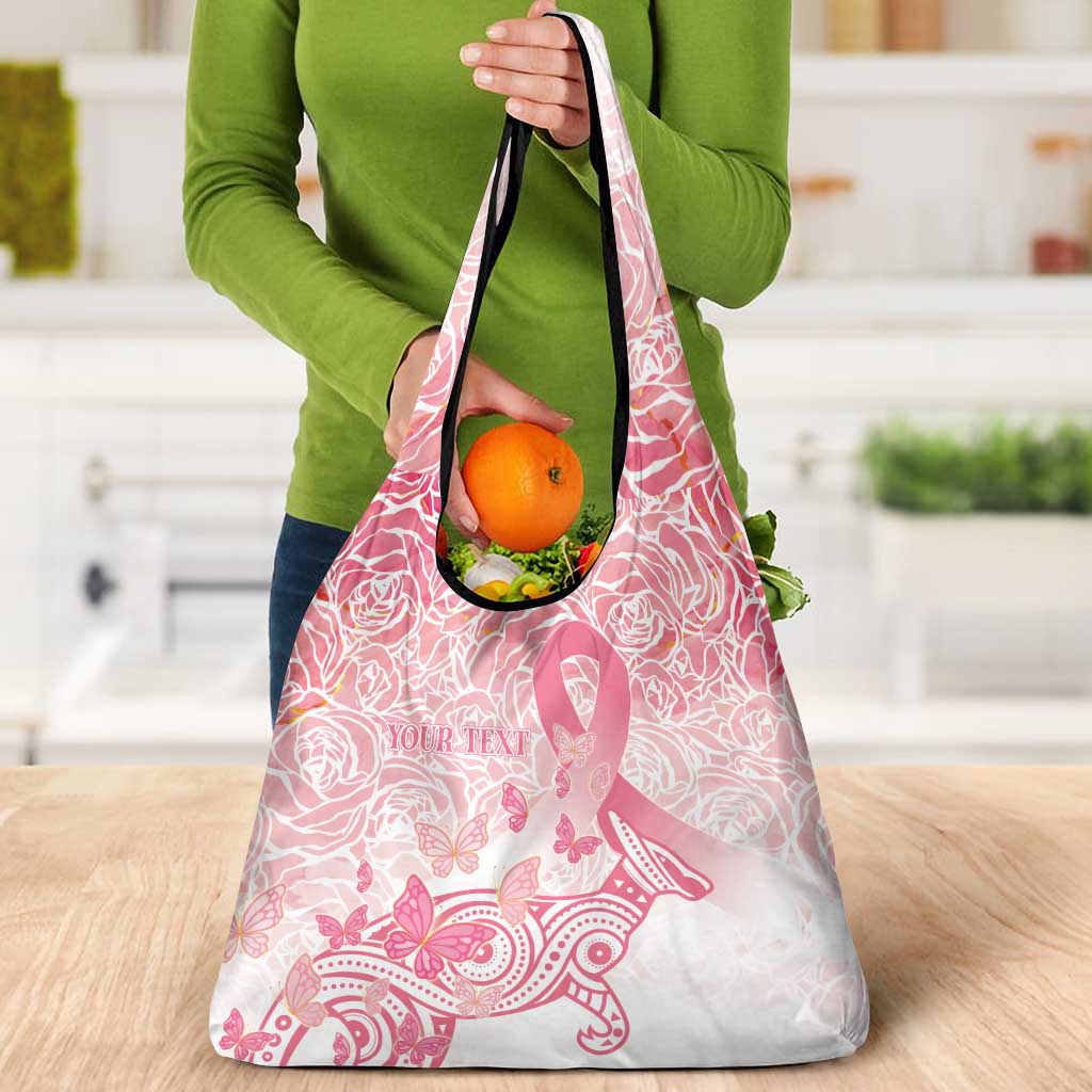 Australia Personalized Grocery Bag Breast Cancer Pink Ribbon - Marble Roses