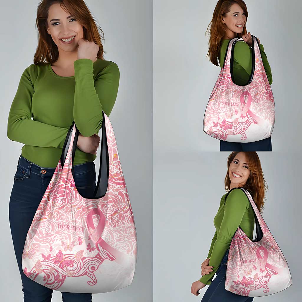 Australia Personalized Grocery Bag Breast Cancer Pink Ribbon - Marble Roses