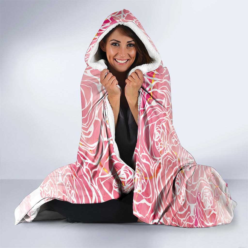 Australia Personalized Hooded Blanket Breast Cancer Pink Ribbon - Marble Roses