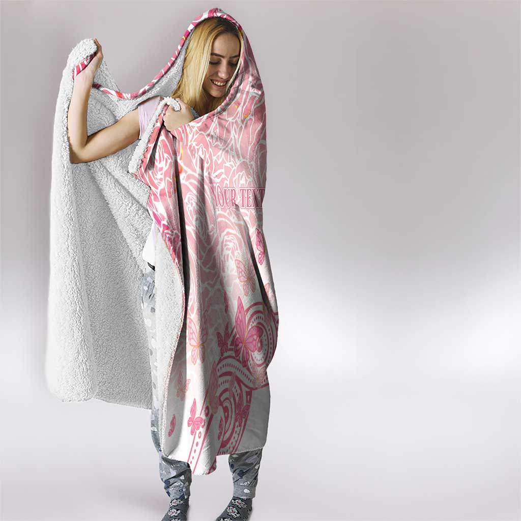 Australia Personalized Hooded Blanket Breast Cancer Pink Ribbon - Marble Roses