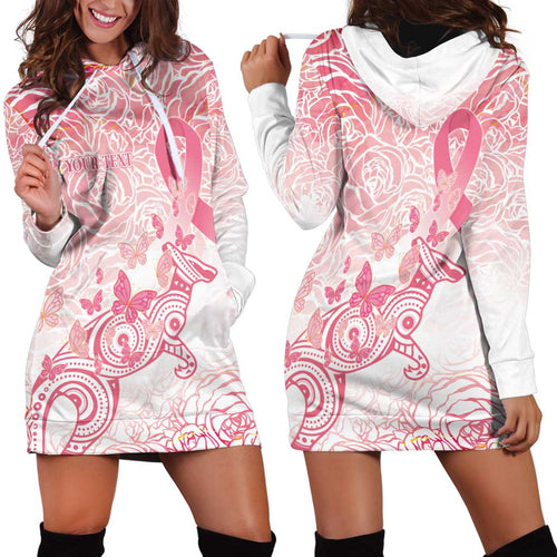 Australia Personalized Hoodie Dress Breast Cancer Pink Ribbon - Marble Roses