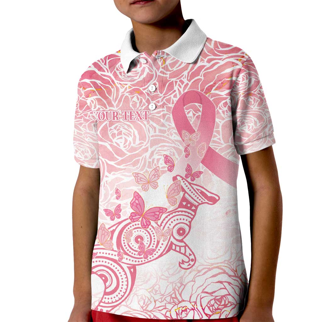Australia Personalized Kid Polo Shirt Breast Cancer Pink Ribbon - Marble Roses