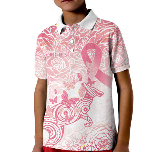 Australia Personalized Kid Polo Shirt Breast Cancer Pink Ribbon - Marble Roses