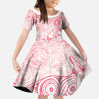 Australia Personalized Kid Short Sleeve Dress Breast Cancer Pink Ribbon - Marble Roses