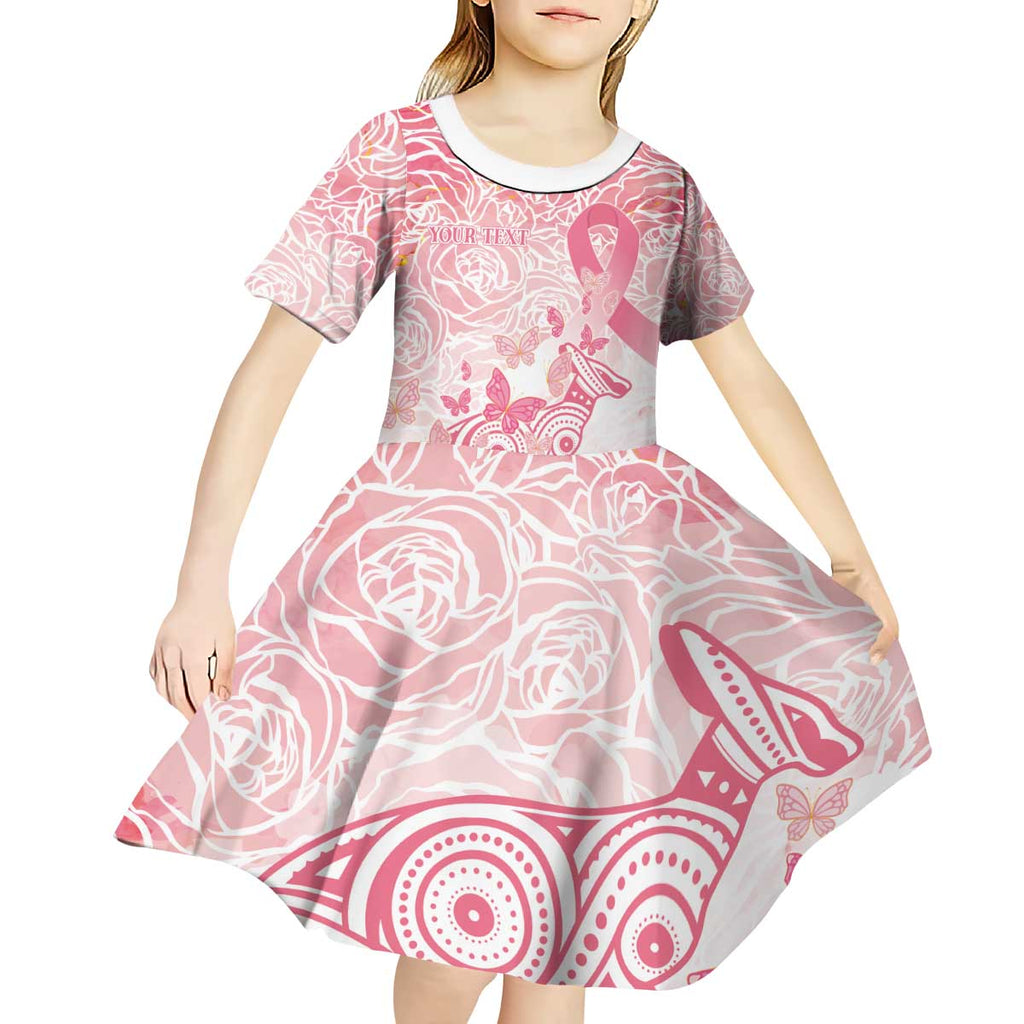 Australia Personalized Kid Short Sleeve Dress Breast Cancer Pink Ribbon - Marble Roses