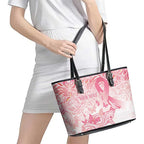 Australia Personalized Leather Tote Bag Breast Cancer Pink Ribbon - Marble Roses