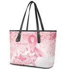 Australia Personalized Leather Tote Bag Breast Cancer Pink Ribbon - Marble Roses