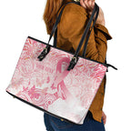 Australia Personalized Leather Tote Bag Breast Cancer Pink Ribbon - Marble Roses