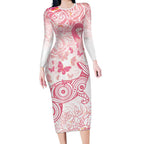 Australia Personalized Long Sleeve Bodycon Dress Breast Cancer Pink Ribbon - Marble Roses