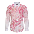 Australia Personalized Long Sleeve Button Shirt Breast Cancer Pink Ribbon - Marble Roses