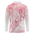 Australia Personalized Long Sleeve Polo Shirt Breast Cancer Pink Ribbon - Marble Roses