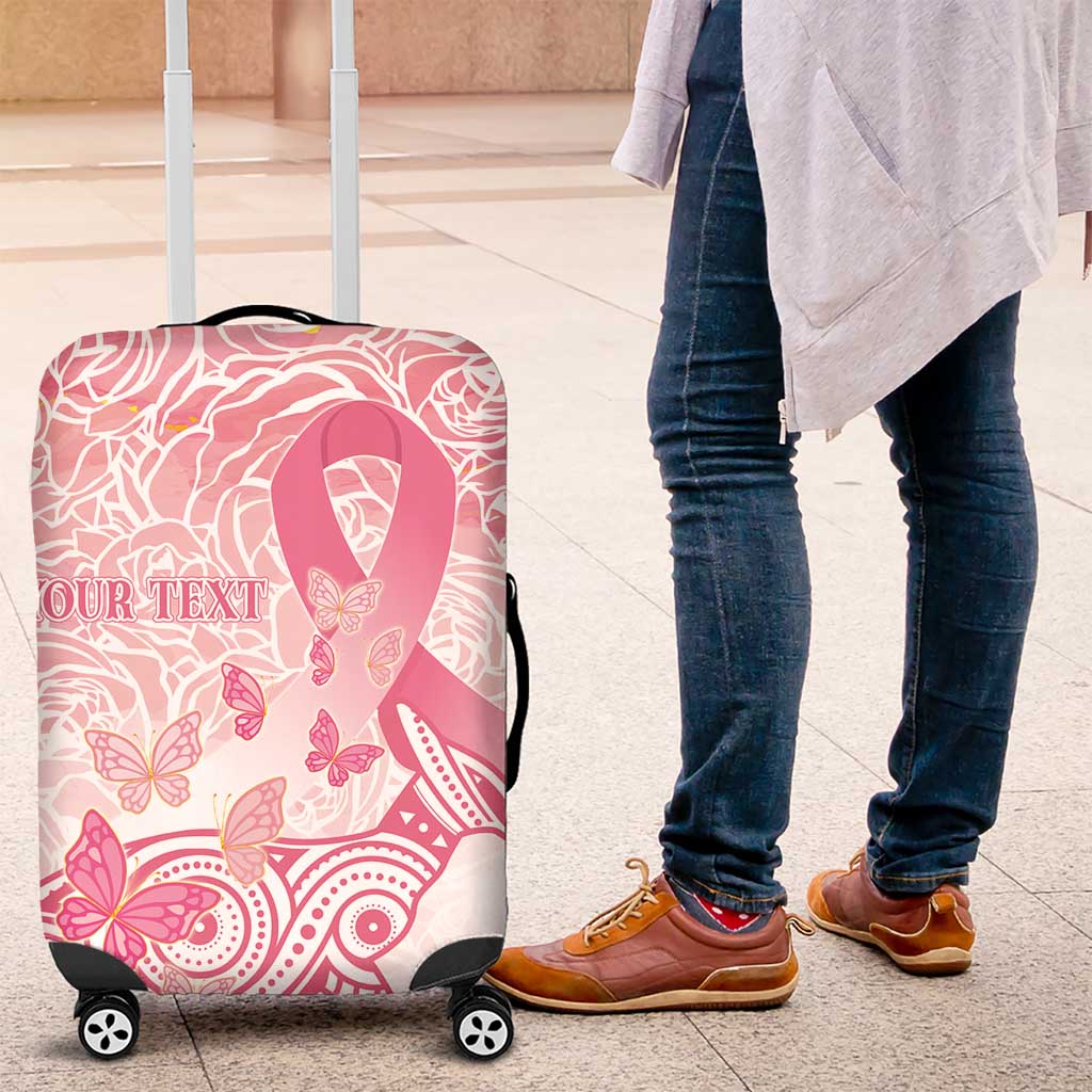 Australia Personalized Luggage Cover Breast Cancer Pink Ribbon - Marble Roses