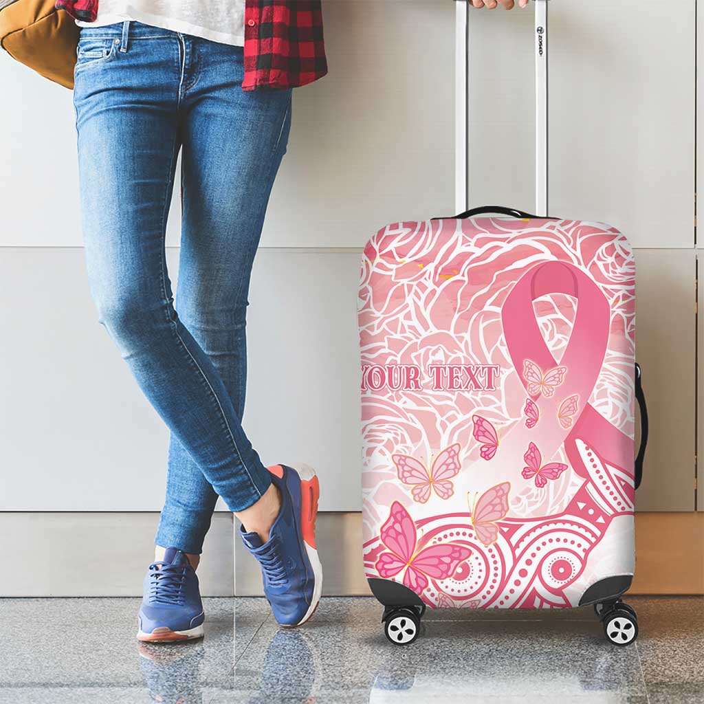 Australia Personalized Luggage Cover Breast Cancer Pink Ribbon - Marble Roses