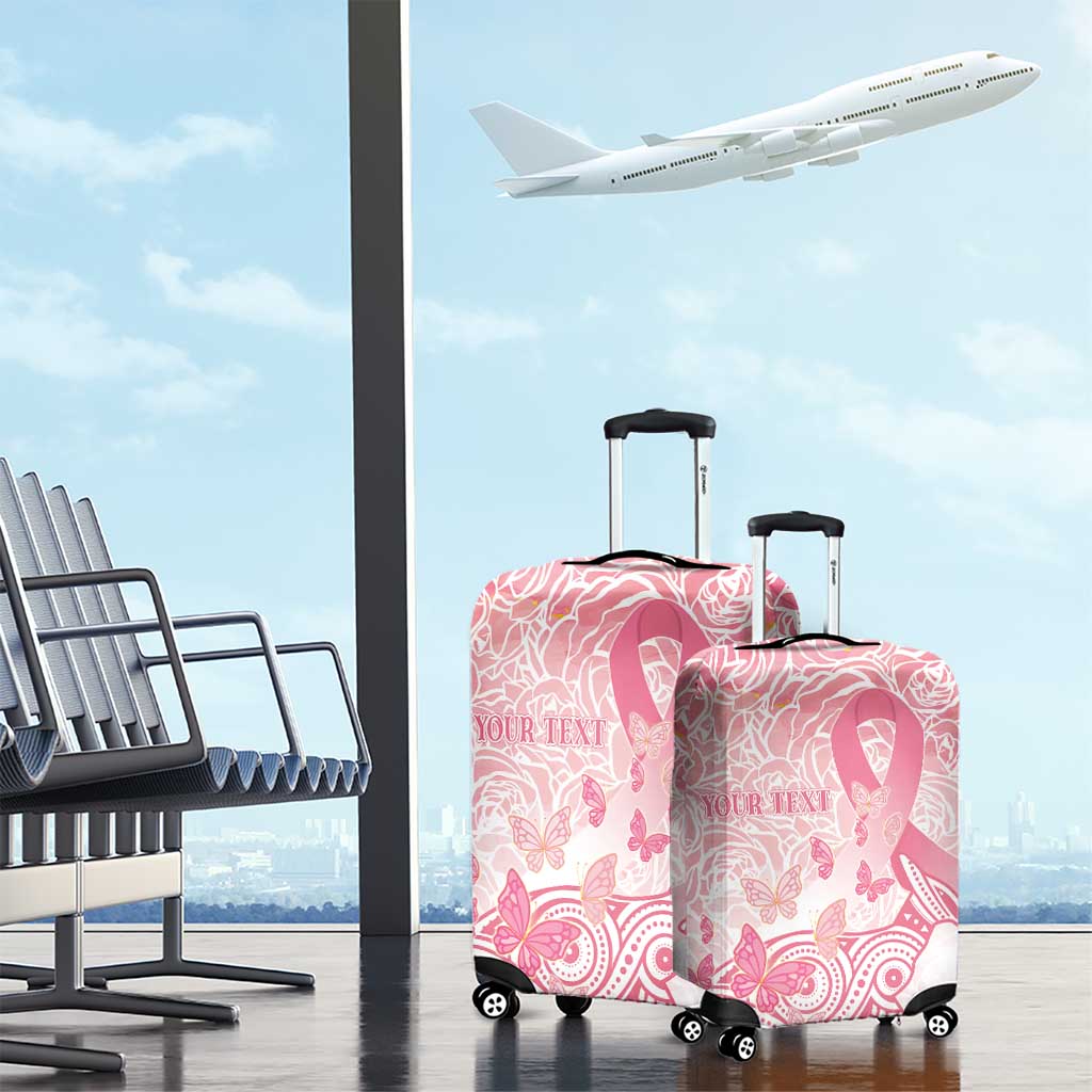 Australia Personalized Luggage Cover Breast Cancer Pink Ribbon - Marble Roses