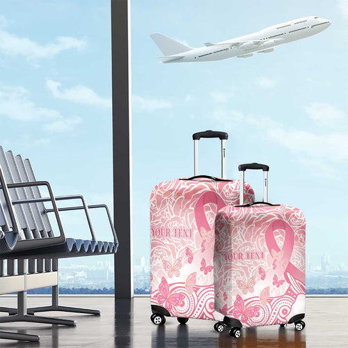 Australia Personalized Luggage Cover Breast Cancer Pink Ribbon - Marble Roses
