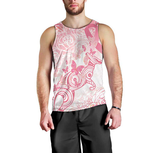 Australia Personalized Men Tank Top Breast Cancer Pink Ribbon - Marble Roses