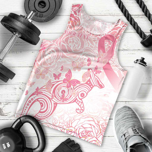 Australia Personalized Men Tank Top Breast Cancer Pink Ribbon - Marble Roses