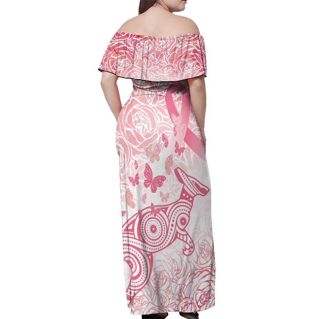 Australia Personalized Off Shoulder Maxi Dress Breast Cancer Pink Ribbon - Marble Roses