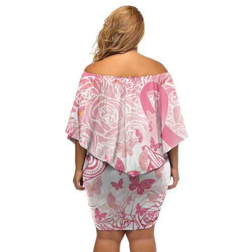 Australia Personalized Off Shoulder Short Dress Breast Cancer Pink Ribbon - Marble Roses