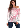 Australia Personalized Off Shoulder Sweater Breast Cancer Pink Ribbon - Marble Roses