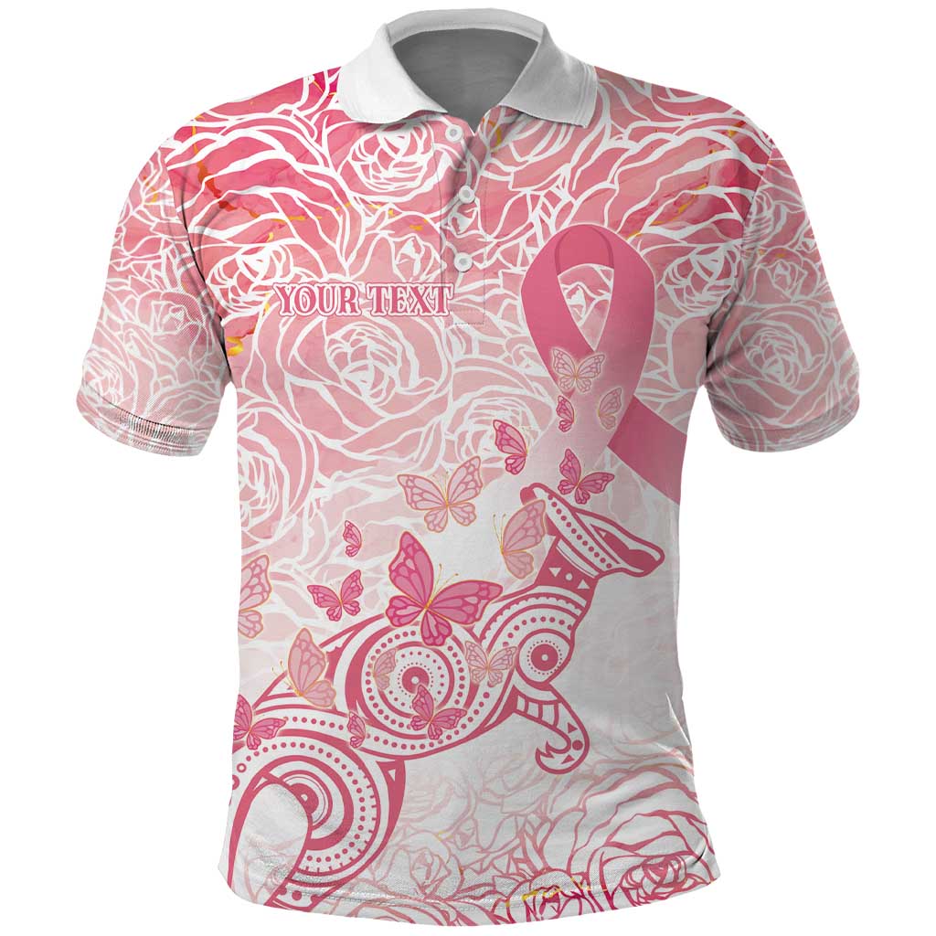 Australia Personalized Polo Shirt Breast Cancer Pink Ribbon - Marble Roses