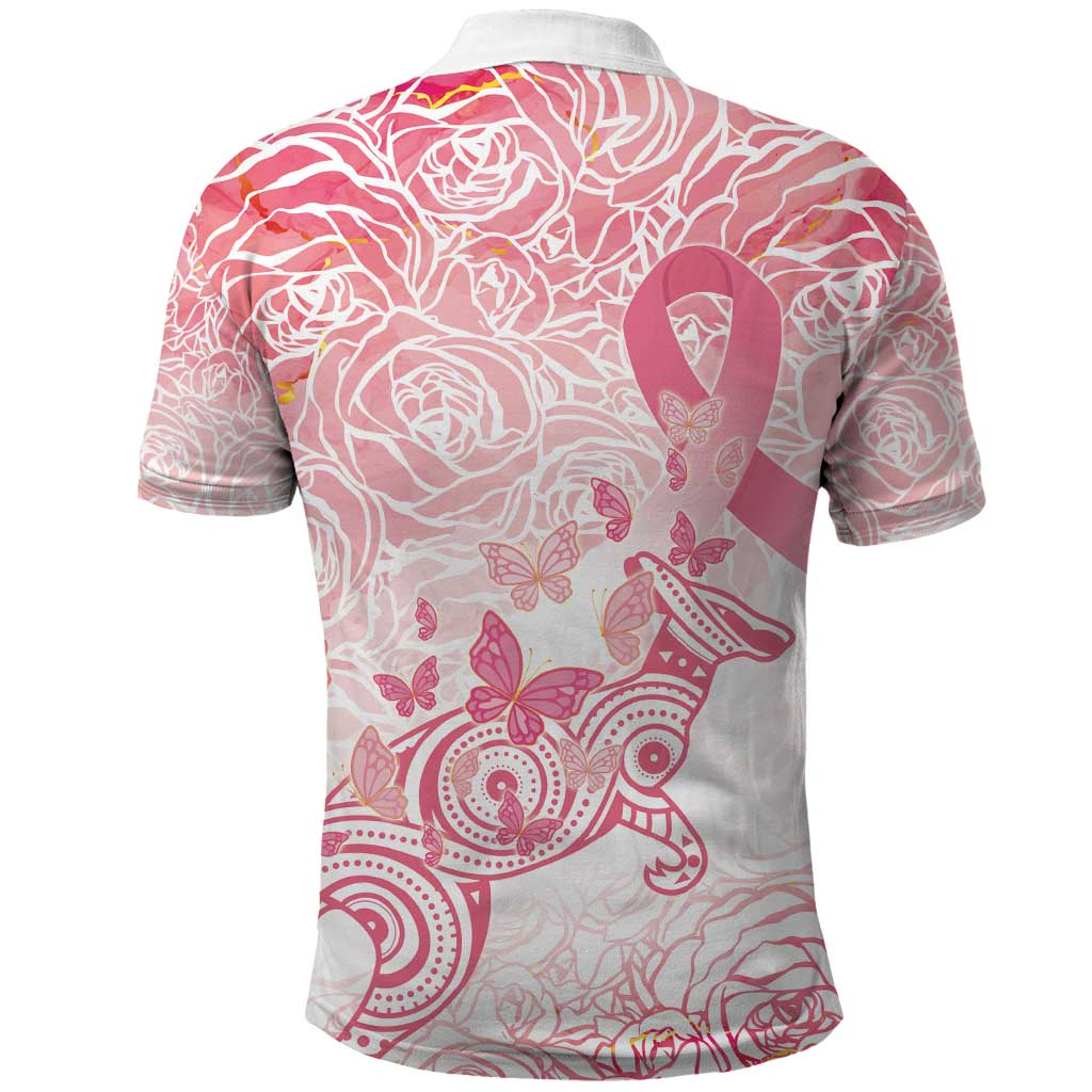 Australia Personalized Polo Shirt Breast Cancer Pink Ribbon - Marble Roses