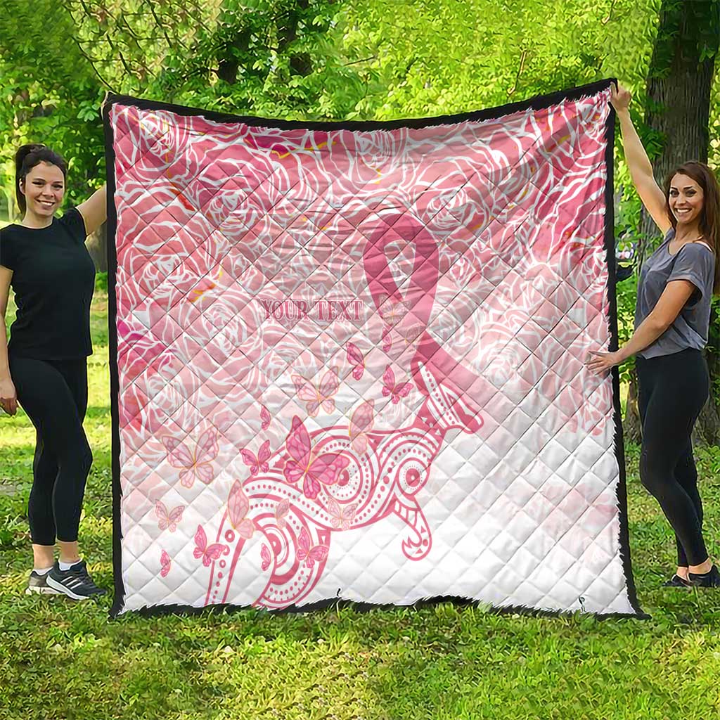Australia Personalized Quilt Breast Cancer Pink Ribbon - Marble Roses
