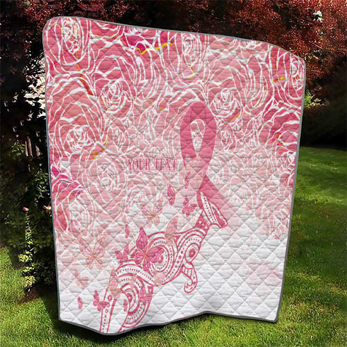 Australia Personalized Quilt Breast Cancer Pink Ribbon - Marble Roses