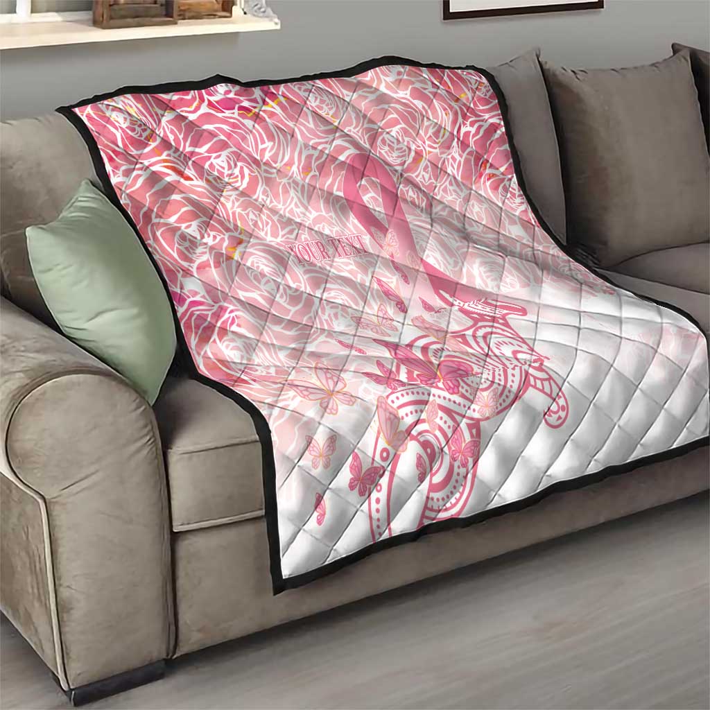 Australia Personalized Quilt Breast Cancer Pink Ribbon - Marble Roses