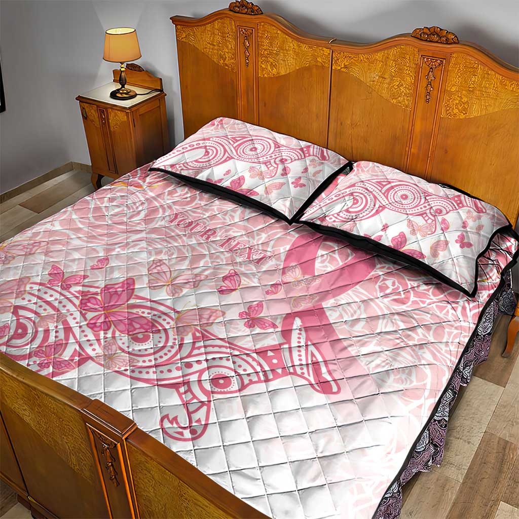 Australia Personalized Quilt Bed Set Breast Cancer Pink Ribbon - Marble Roses
