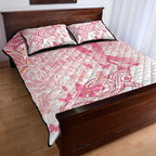 Australia Personalized Quilt Bed Set Breast Cancer Pink Ribbon - Marble Roses
