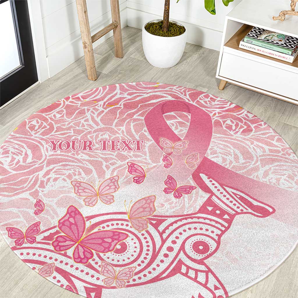 Australia Personalized Round Carpet Breast Cancer Pink Ribbon - Marble Roses