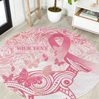 Australia Personalized Round Carpet Breast Cancer Pink Ribbon - Marble Roses