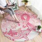 Australia Personalized Round Carpet Breast Cancer Pink Ribbon - Marble Roses