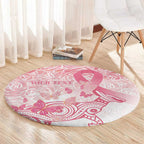 Australia Personalized Round Carpet Breast Cancer Pink Ribbon - Marble Roses