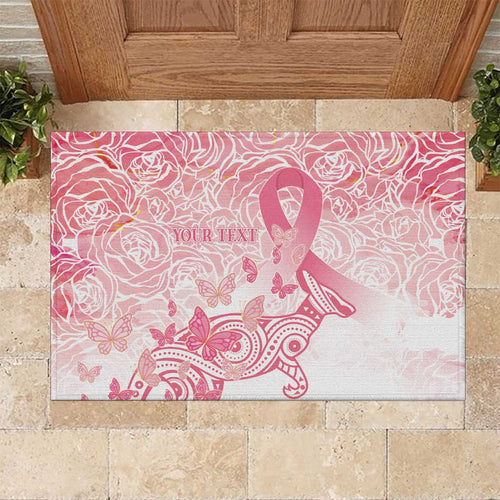 Australia Personalized Rubber Doormat Breast Cancer Pink Ribbon - Marble Roses