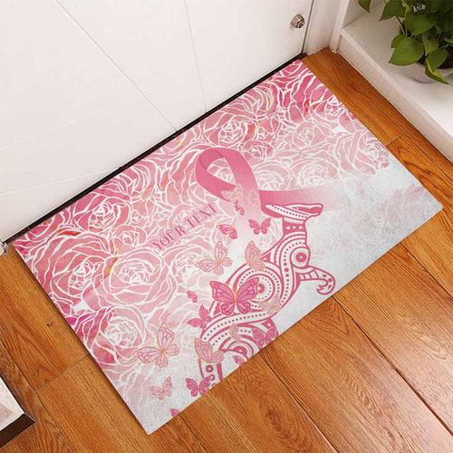 Australia Personalized Rubber Doormat Breast Cancer Pink Ribbon - Marble Roses