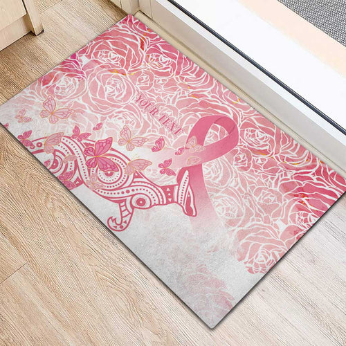 Australia Personalized Rubber Doormat Breast Cancer Pink Ribbon - Marble Roses