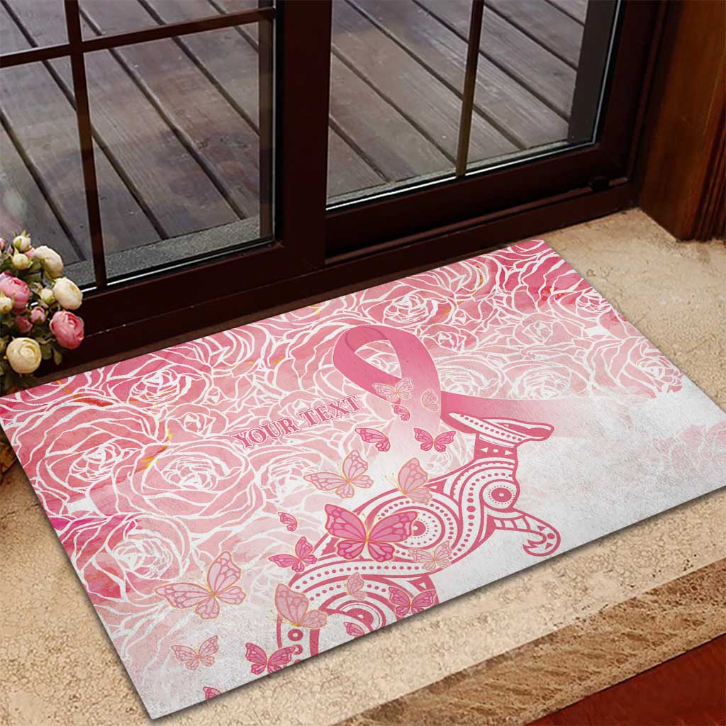 Australia Personalized Rubber Doormat Breast Cancer Pink Ribbon - Marble Roses