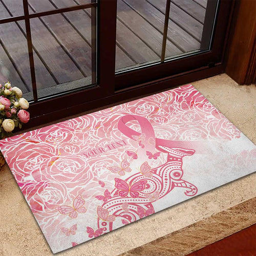 Australia Personalized Rubber Doormat Breast Cancer Pink Ribbon - Marble Roses