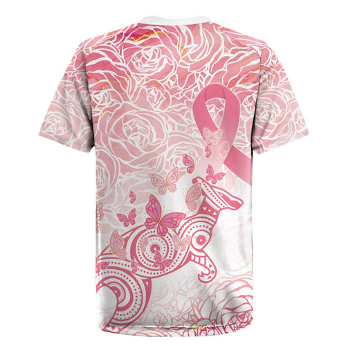 Australia Personalized Rugby Jersey Breast Cancer Pink Ribbon - Marble Roses