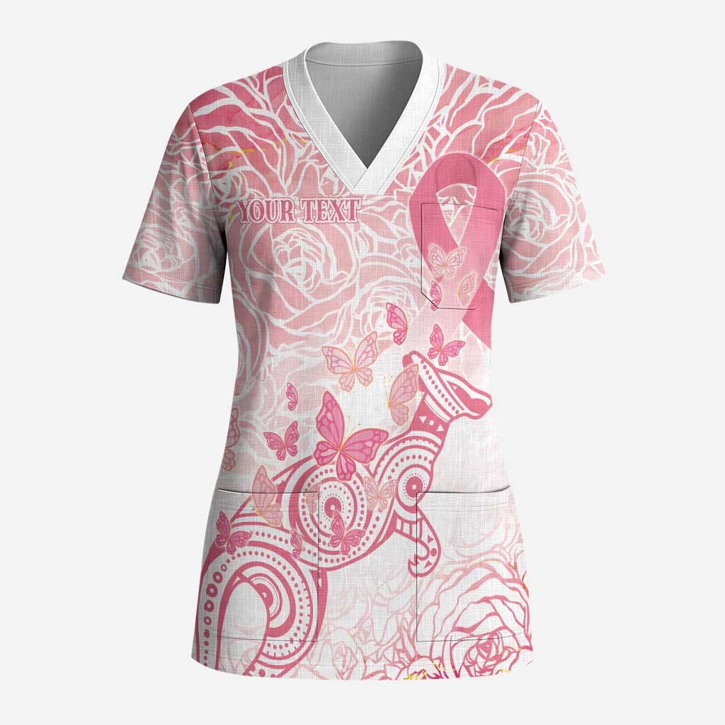 Australia Personalized Scrub Top Breast Cancer Pink Ribbon - Marble Roses - Aussie Hoodie